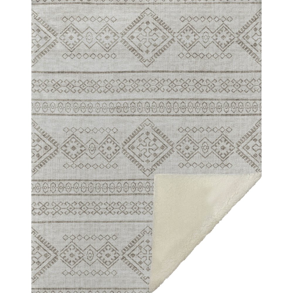 Premium Machine Washable ASB120 Taupe 50" x 70" Sherpa Throw Blanket. Picture 1