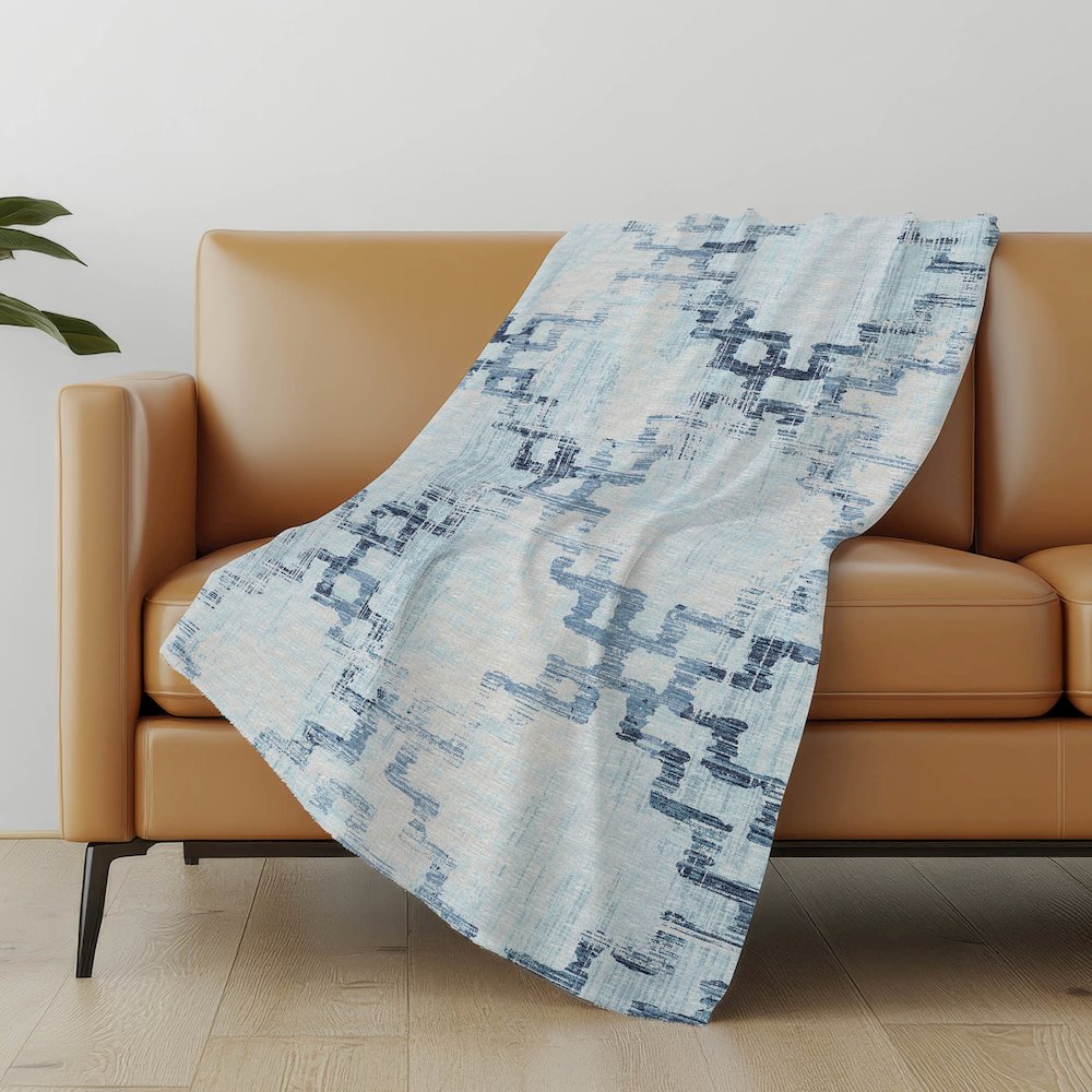 Premium Machine Washable ASB121 Blue 50" x 70" Sherpa Throw Blanket. Picture 4