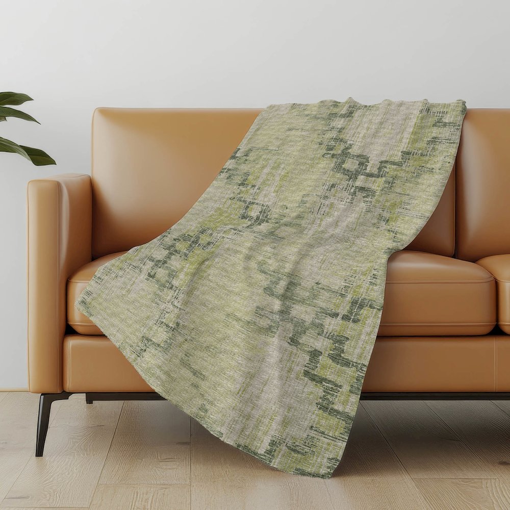 Premium Machine Washable ASB121 Green 50" x 70" Sherpa Throw Blanket. Picture 4