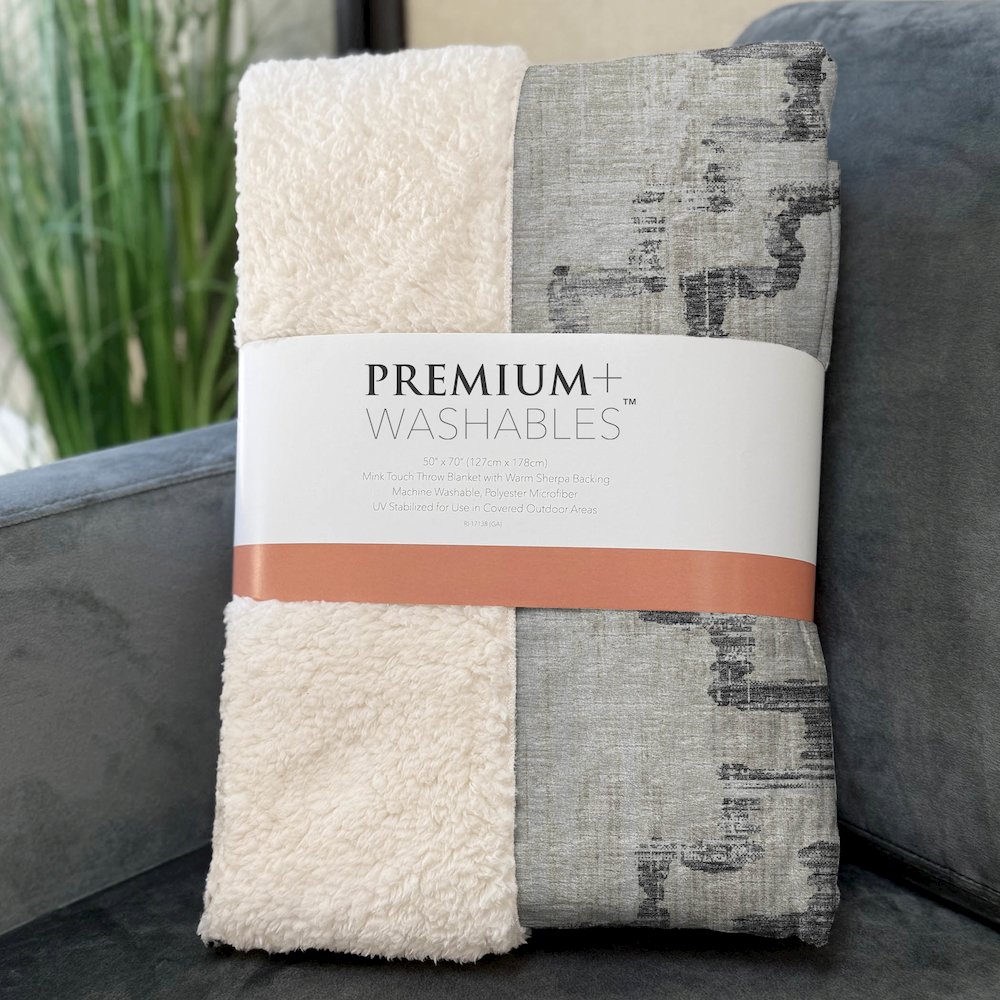 Premium Machine Washable ASB121 Taupe 50" x 70" Sherpa Throw Blanket. Picture 3