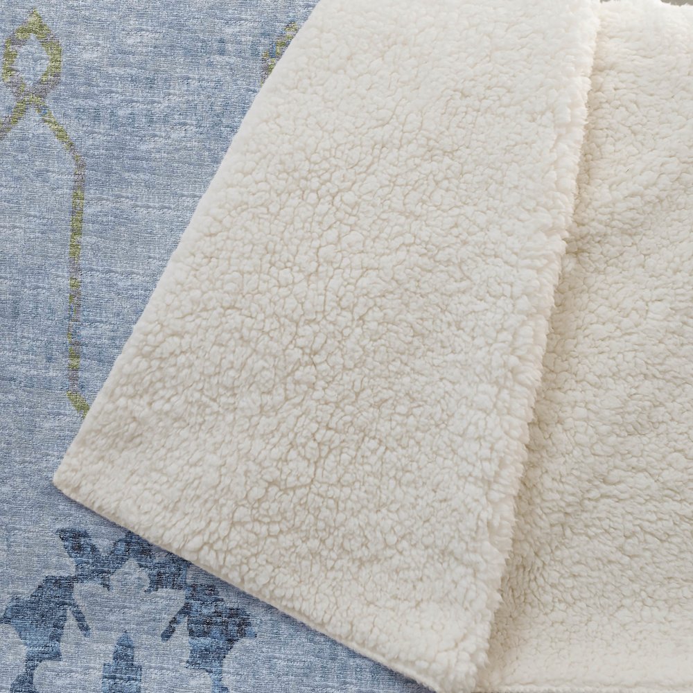 Premium Machine Washable ASB122 Blue 50" x 70" Sherpa Throw Blanket. Picture 2