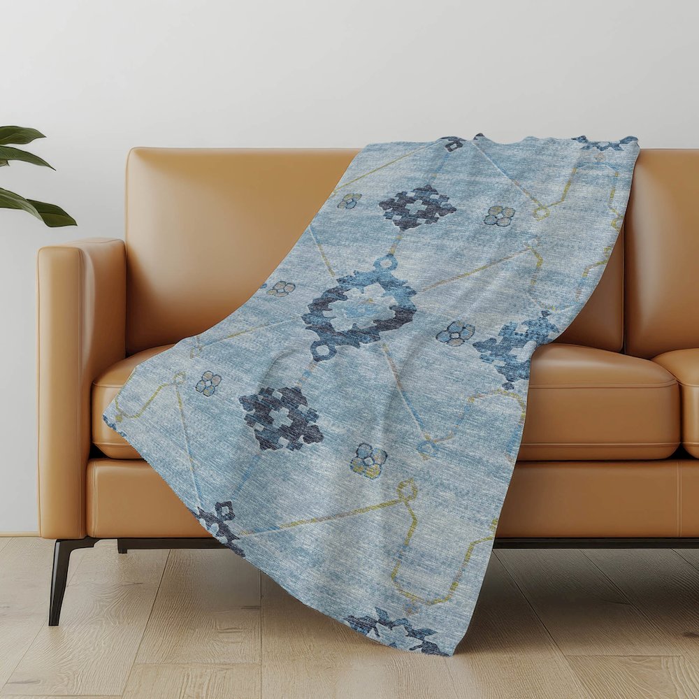 Premium Machine Washable ASB122 Blue 50" x 70" Sherpa Throw Blanket. Picture 4