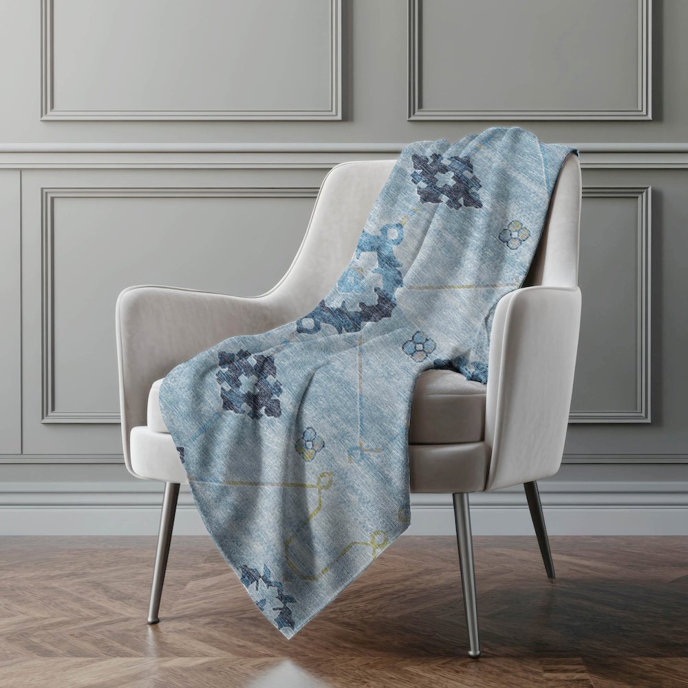 Premium Machine Washable ASB122 Blue 50" x 70" Sherpa Throw Blanket. Picture 5