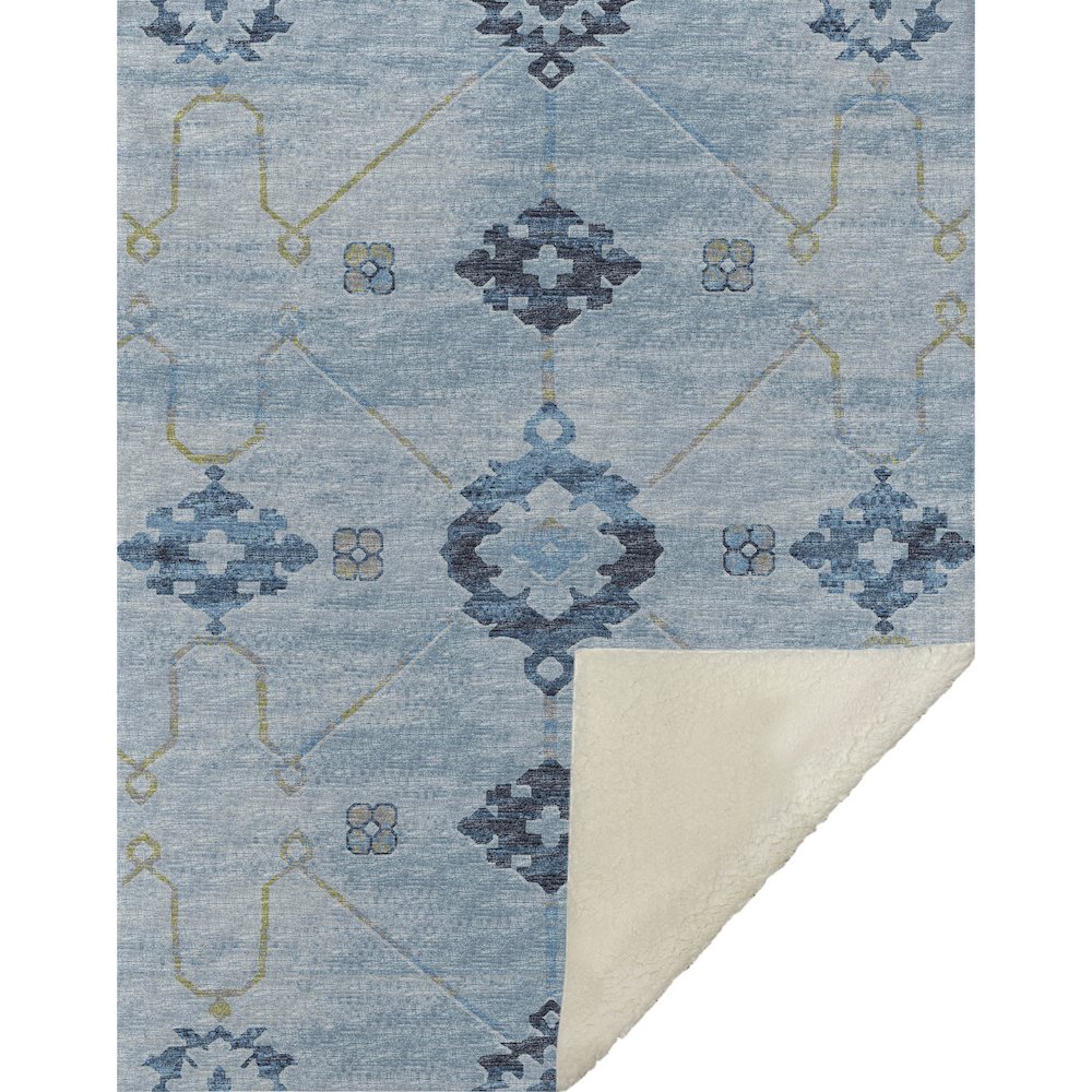 Premium Machine Washable ASB122 Blue 50" x 70" Sherpa Throw Blanket. Picture 1