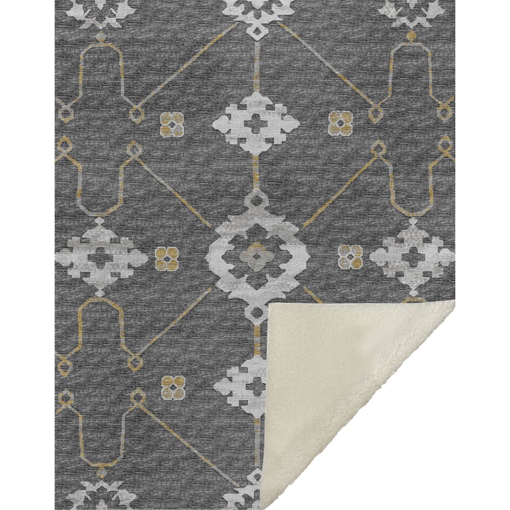 Premium Machine Washable ASB122 Gray 50" x 70" Sherpa Throw Blanket. Picture 1