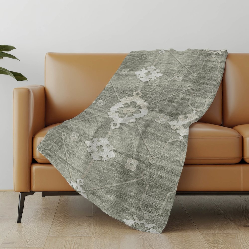 Premium Machine Washable ASB122 Olive 50" x 70" Sherpa Throw Blanket. Picture 4
