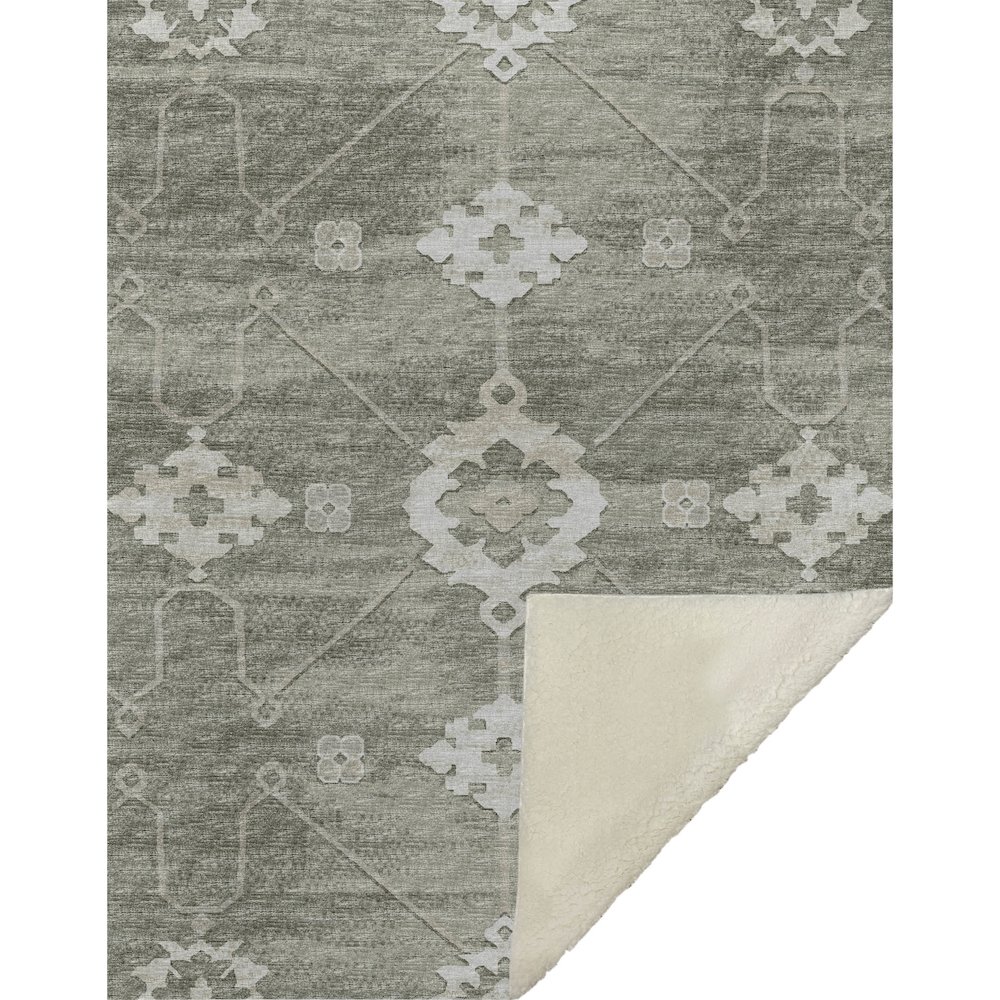 Premium Machine Washable ASB122 Olive 50" x 70" Sherpa Throw Blanket. Picture 1