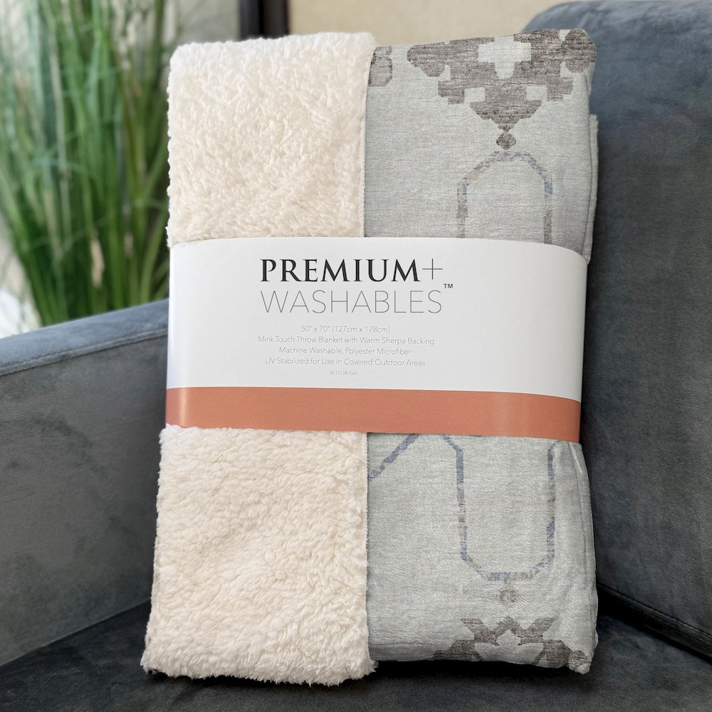 Premium Machine Washable ASB122 Taupe 50" x 70" Sherpa Throw Blanket. Picture 3