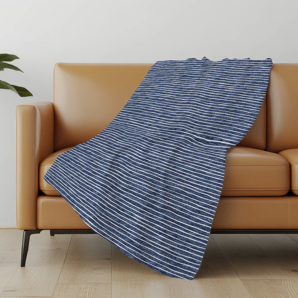 Premium Machine Washable ASB138 Navy 50" x 70" Sherpa Throw Blanket. Picture 4