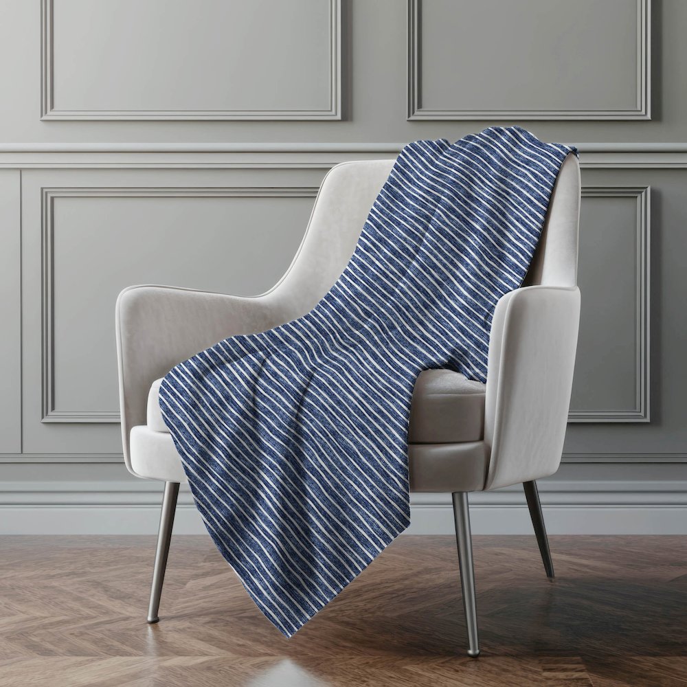 Premium Machine Washable ASB138 Navy 50" x 70" Sherpa Throw Blanket. Picture 5