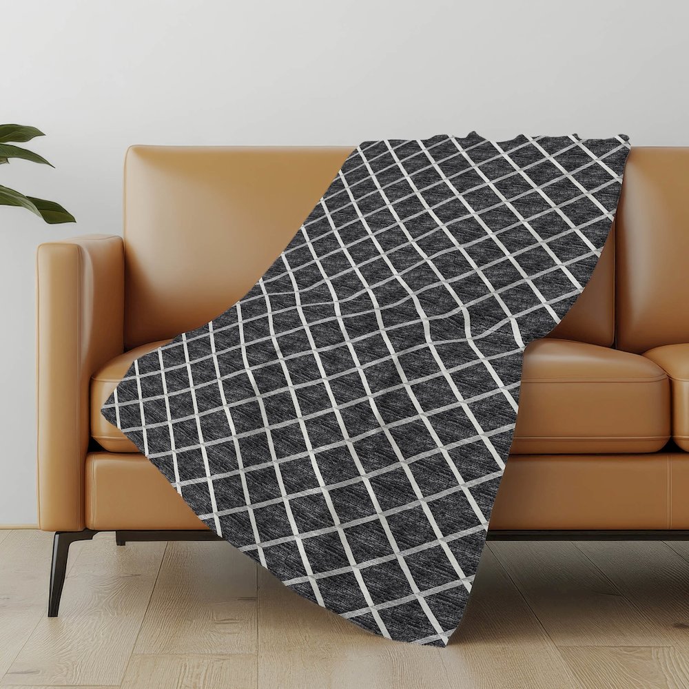 Premium Machine Washable ASB140 Black 50" x 70" Sherpa Throw Blanket. Picture 4