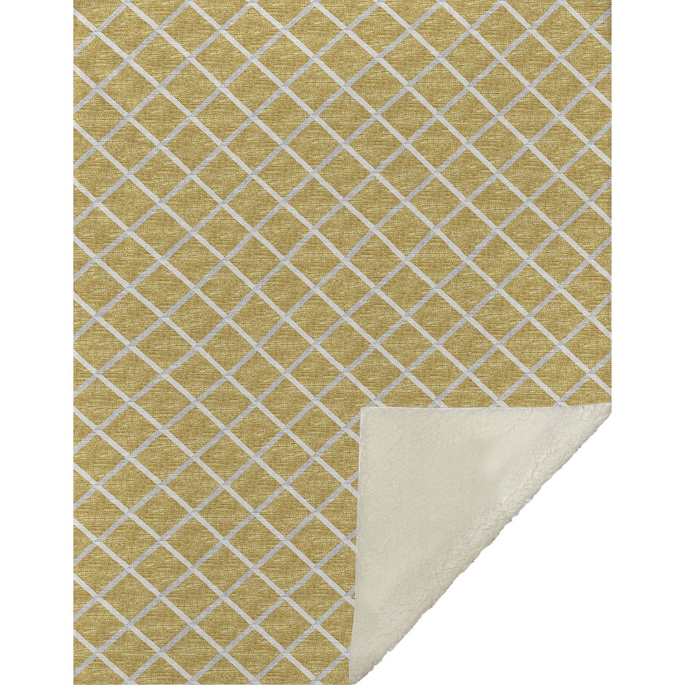 Premium Machine Washable ASB140 Gold 50" x 70" Sherpa Throw Blanket. Picture 1