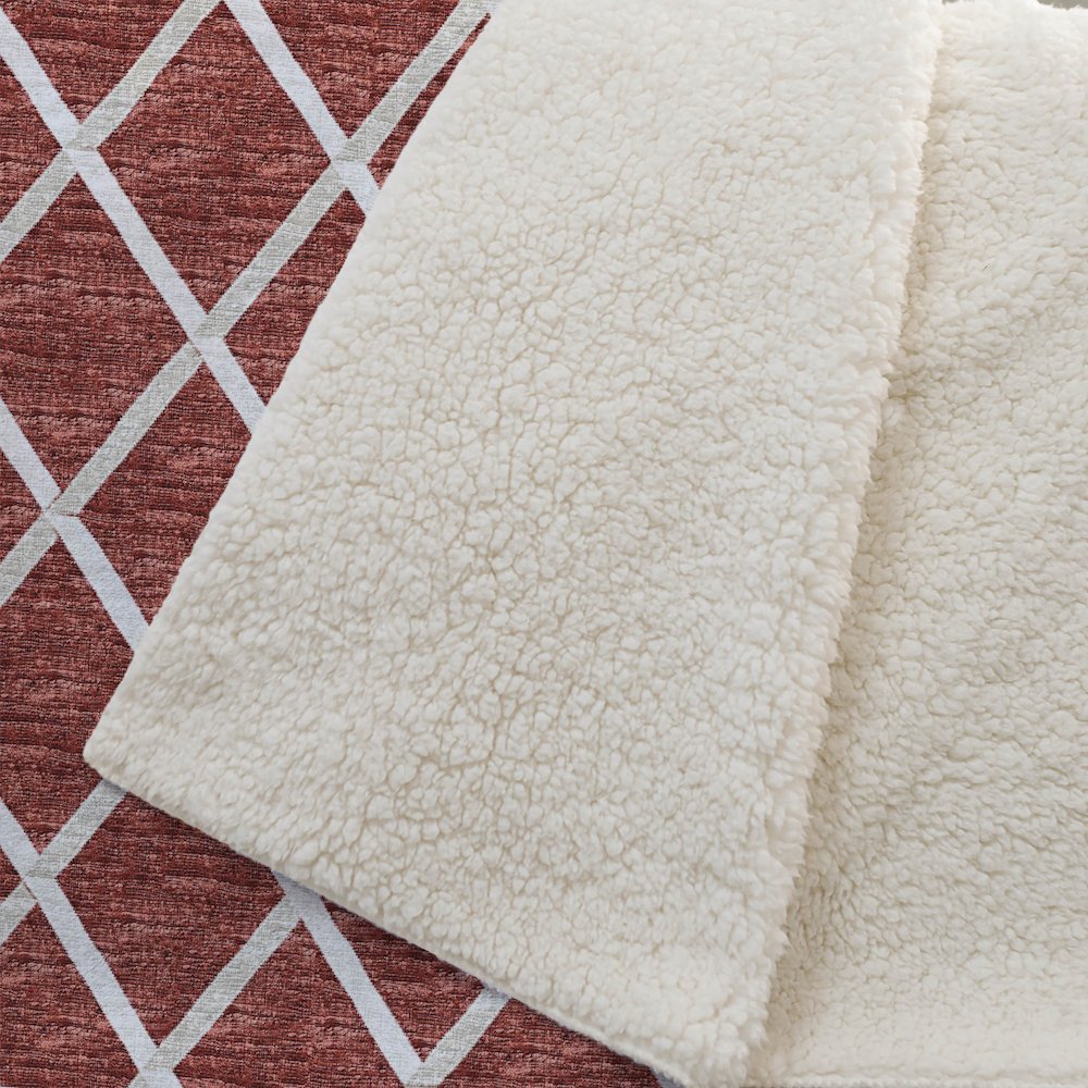 Premium Machine Washable ASB140 Red 50" x 70" Sherpa Throw Blanket. Picture 2