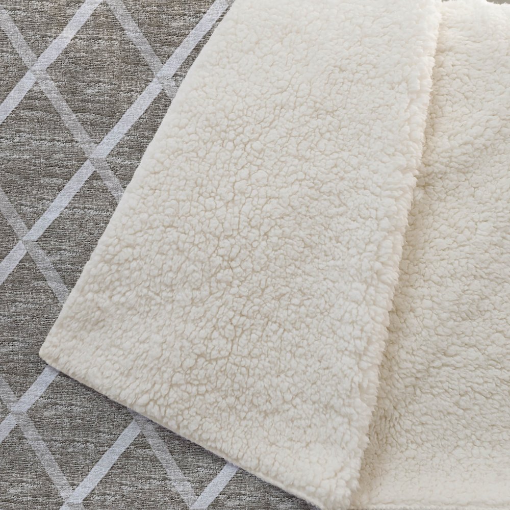 Premium Machine Washable ASB140 Taupe 50" x 70" Sherpa Throw Blanket. Picture 2