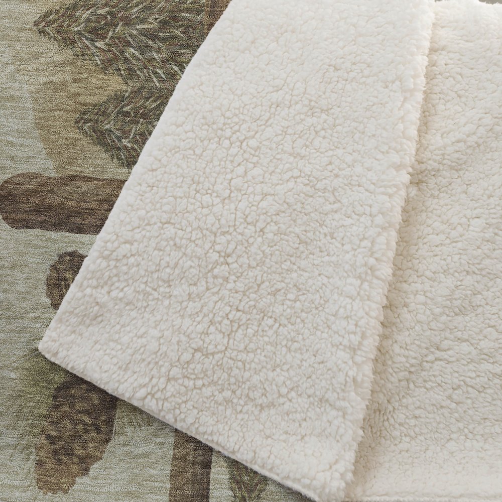 Premium Machine Washable ASB142 Khaki 50" x 70" Sherpa Throw Blanket. Picture 2