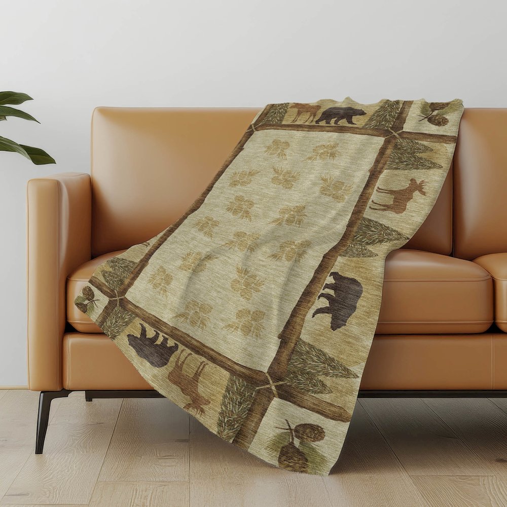 Premium Machine Washable ASB142 Khaki 50" x 70" Sherpa Throw Blanket. Picture 4