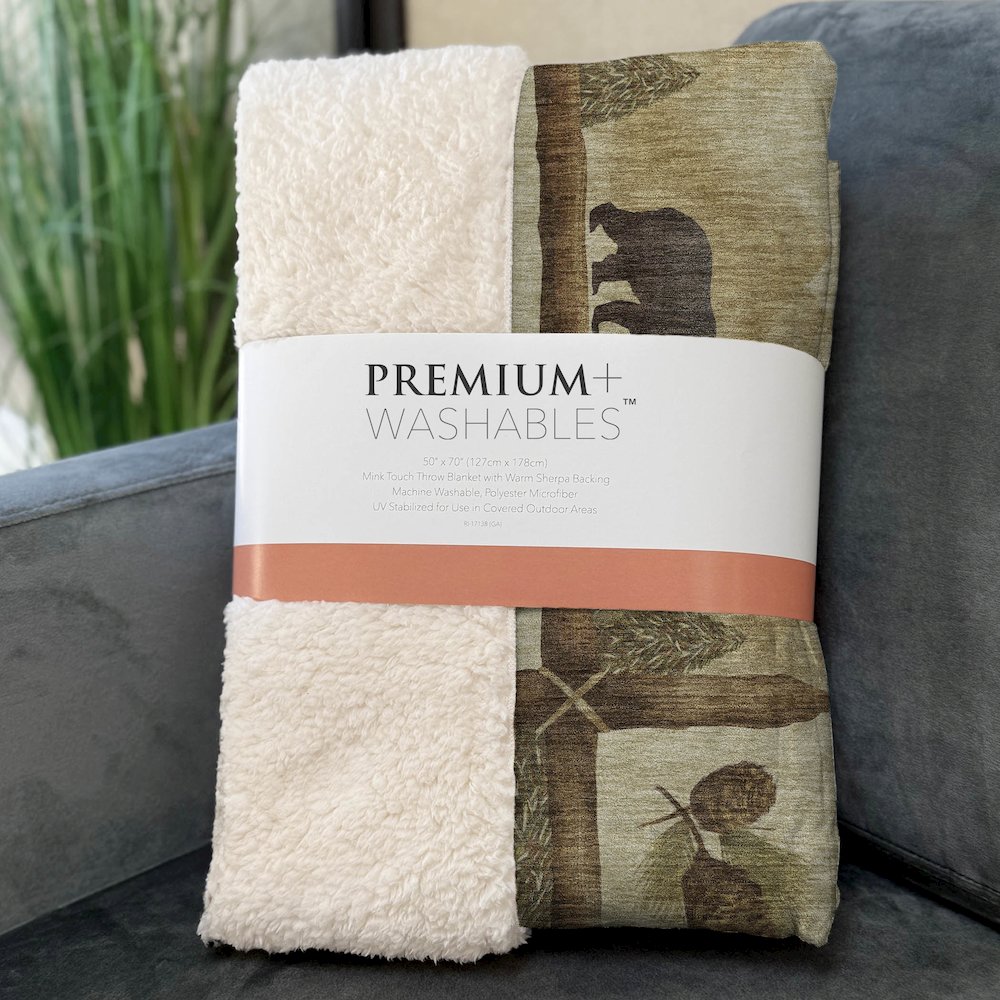 Premium Machine Washable ASB142 Khaki 50" x 70" Sherpa Throw Blanket. Picture 3
