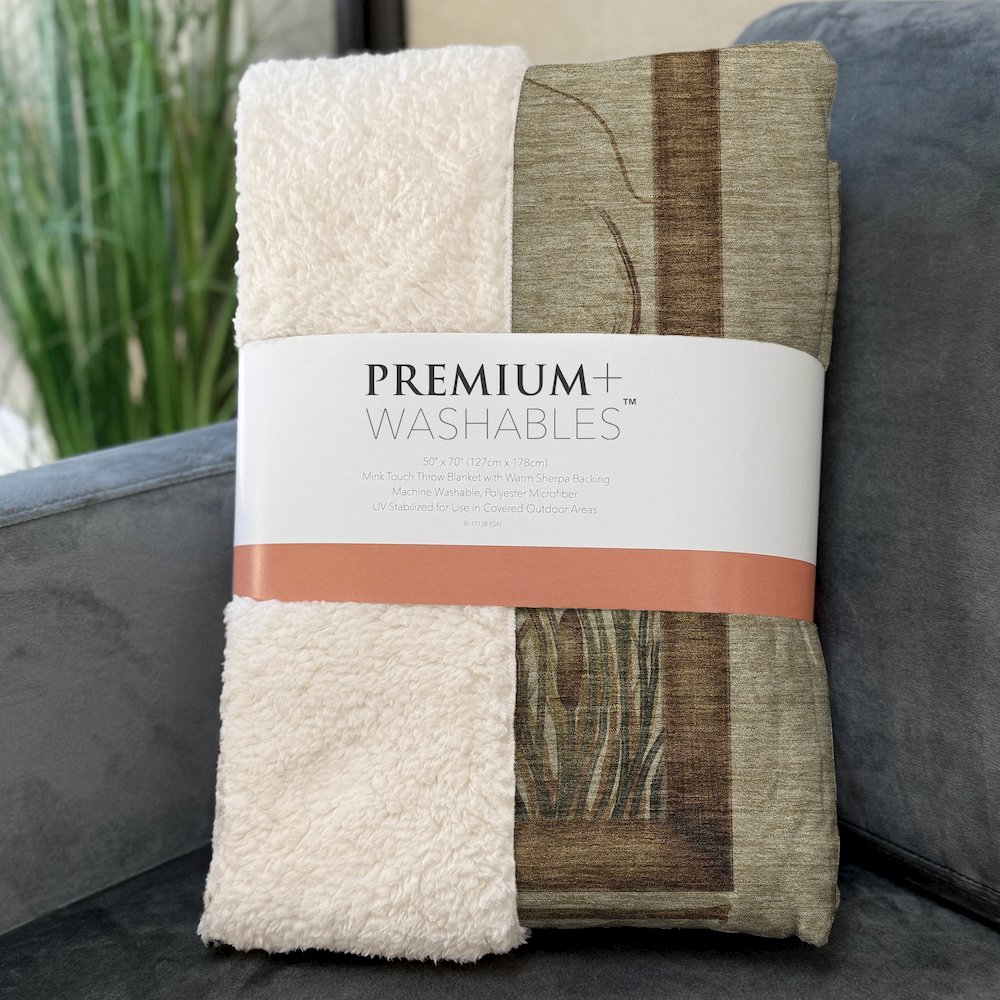 Premium Machine Washable ASB145 Khaki 50" x 70" Sherpa Throw Blanket. Picture 3