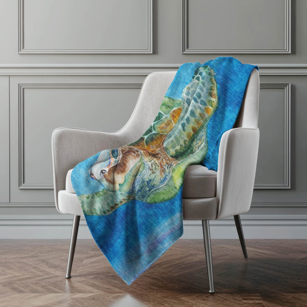 Premium Machine Washable ASB148 Ocean 50" x 70" Sherpa Throw Blanket. Picture 5