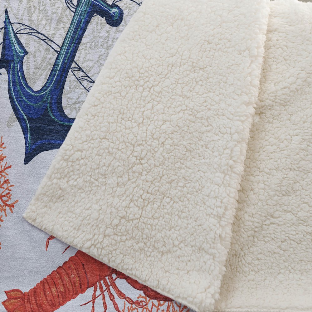 Premium Machine Washable ASB149 Ivory 50" x 70" Sherpa Throw Blanket. Picture 2