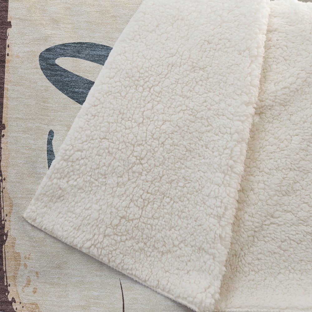 Premium Machine Washable ASB150 Beige 50" x 70" Sherpa Throw Blanket. Picture 2