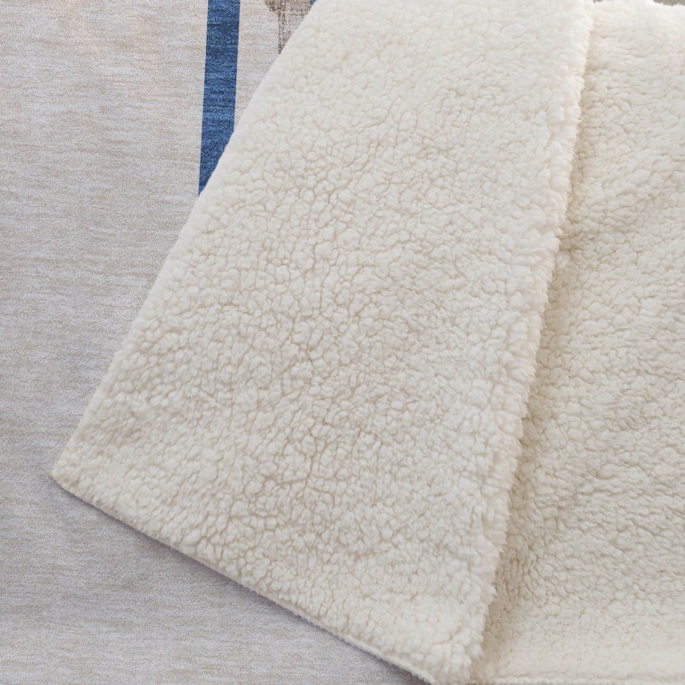 Premium Machine Washable ASB151 Ivory 50" x 70" Sherpa Throw Blanket. Picture 2
