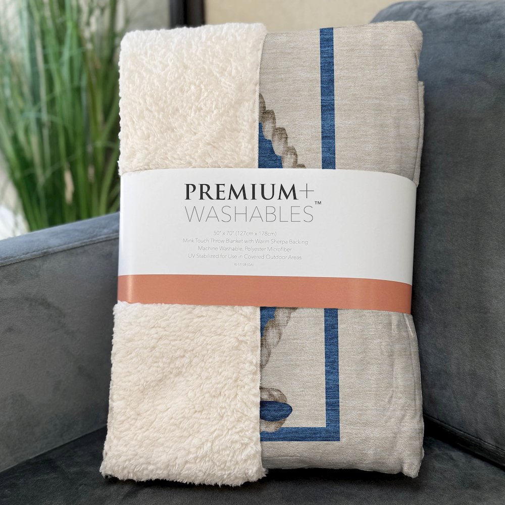 Premium Machine Washable ASB151 Ivory 50" x 70" Sherpa Throw Blanket. Picture 3