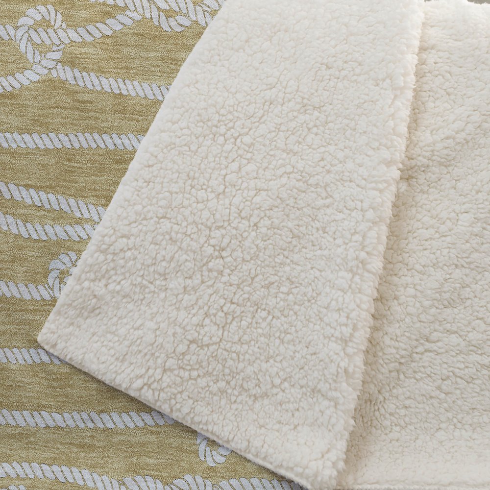 Premium Machine Washable ASB152 Gold 50" x 70" Sherpa Throw Blanket. Picture 2