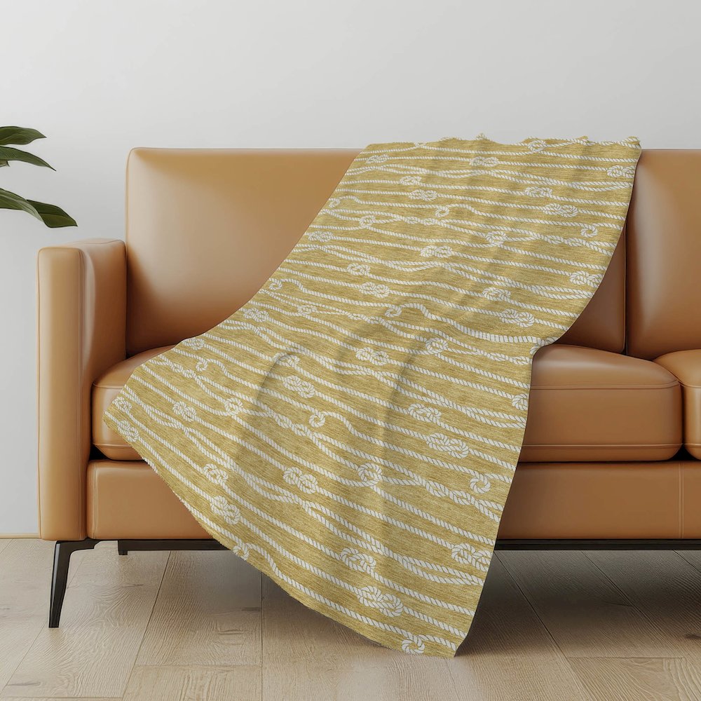 Premium Machine Washable ASB152 Gold 50" x 70" Sherpa Throw Blanket. Picture 4