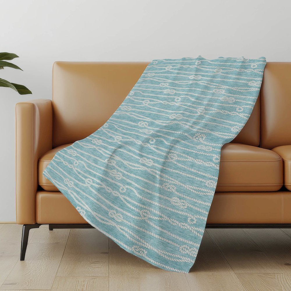 Premium Machine Washable ASB152 Lagoon 50" x 70" Sherpa Throw Blanket. Picture 4