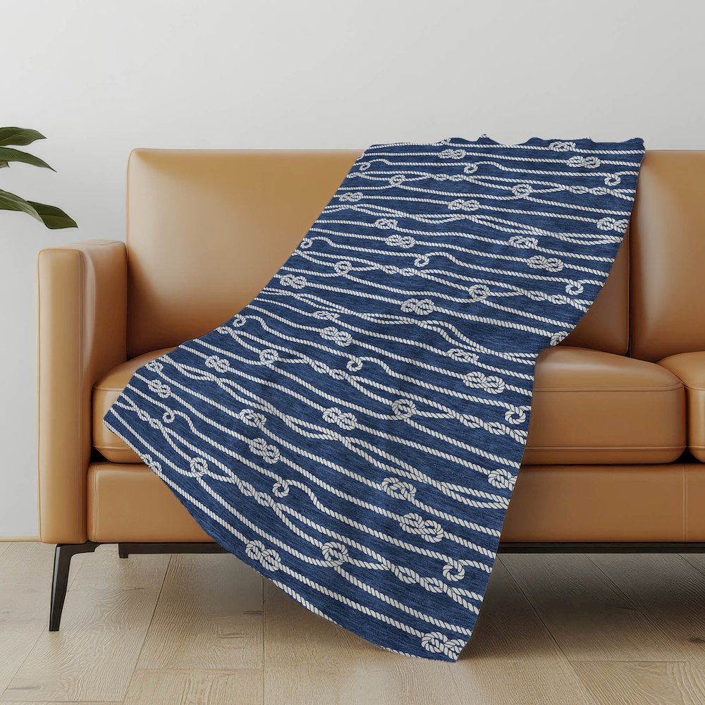 Premium Machine Washable ASB152 Navy 50" x 70" Sherpa Throw Blanket. Picture 4