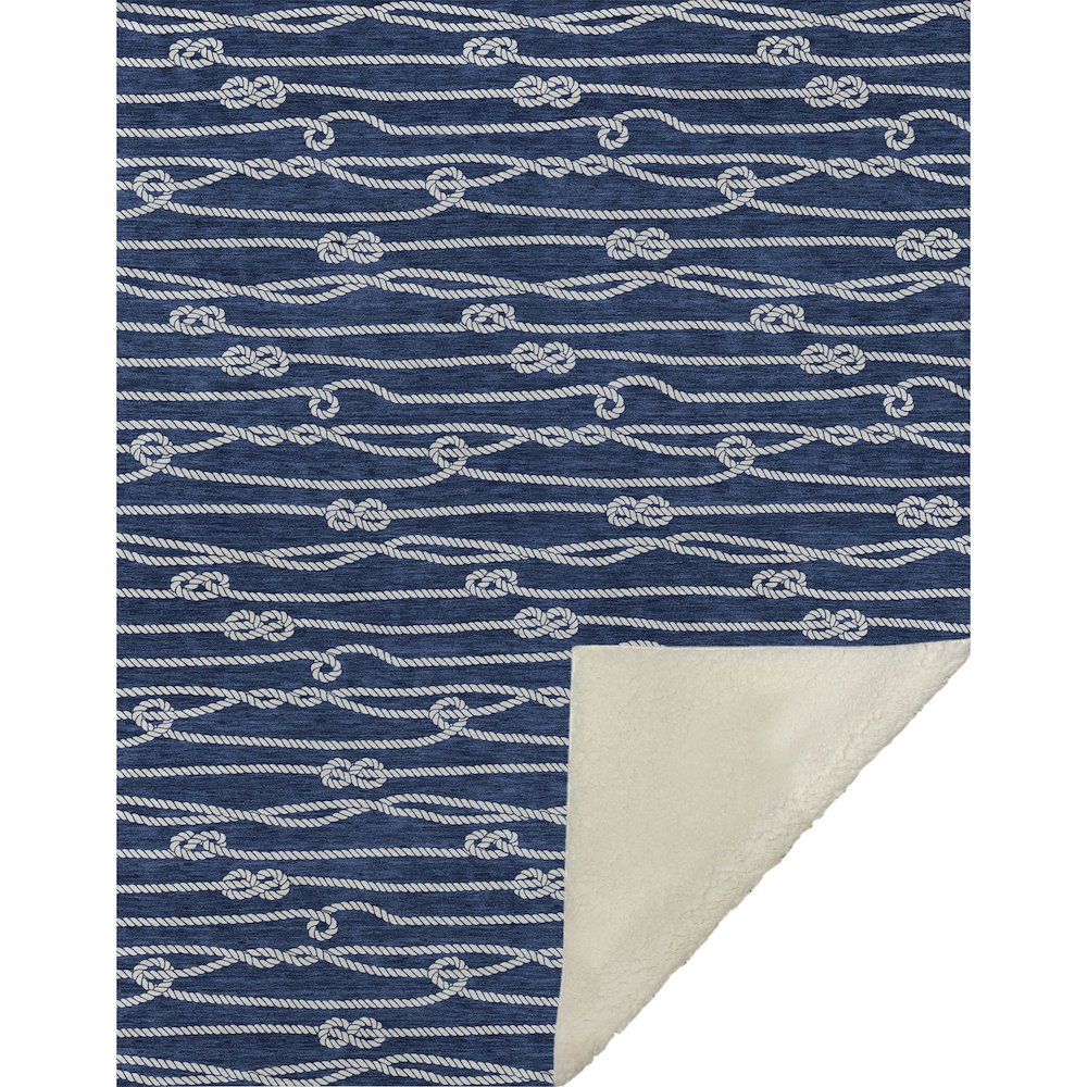 Premium Machine Washable ASB152 Navy 50" x 70" Sherpa Throw Blanket. Picture 1