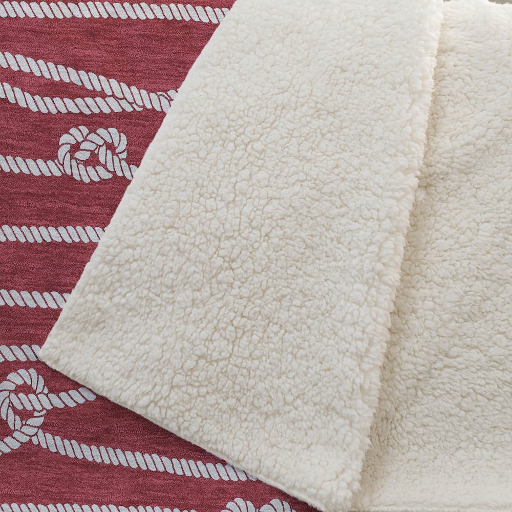Premium Machine Washable ASB152 Red 50" x 70" Sherpa Throw Blanket. Picture 2