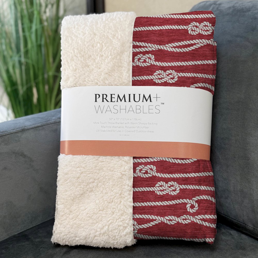 Premium Machine Washable ASB152 Red 50" x 70" Sherpa Throw Blanket. Picture 3