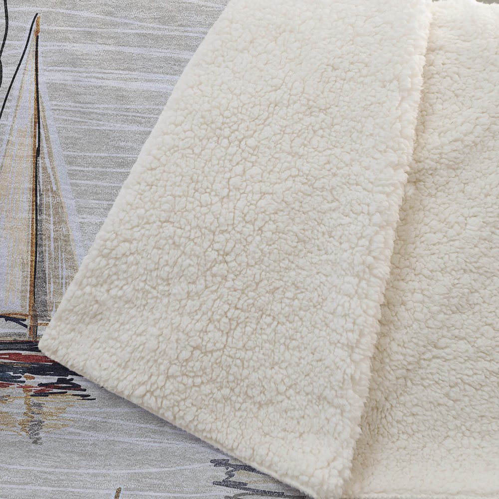 Premium Machine Washable ASB153 Ivory 50" x 70" Sherpa Throw Blanket. Picture 2