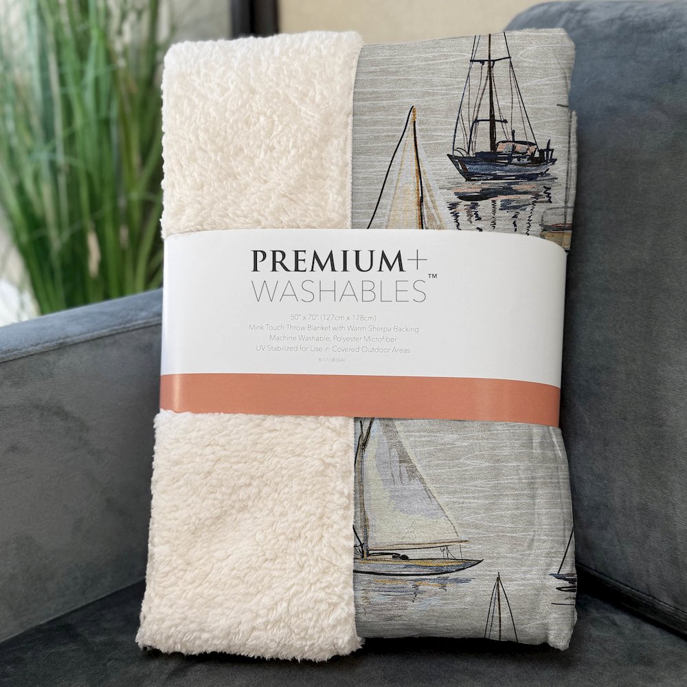 Premium Machine Washable ASB153 Ivory 50" x 70" Sherpa Throw Blanket. Picture 3