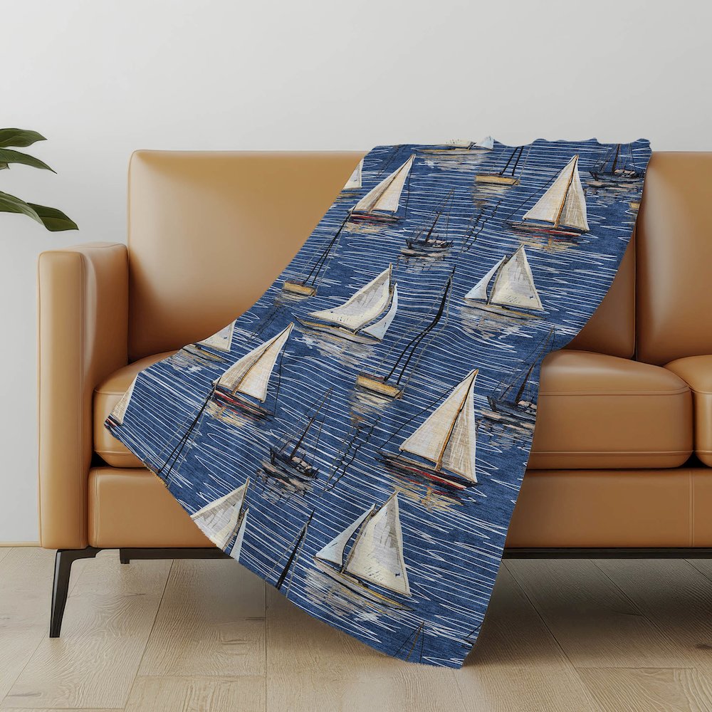 Premium Machine Washable ASB153 Navy 50" x 70" Sherpa Throw Blanket. Picture 4