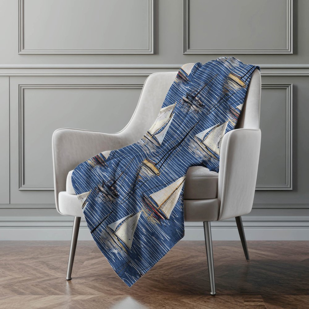 Premium Machine Washable ASB153 Navy 50" x 70" Sherpa Throw Blanket. Picture 5