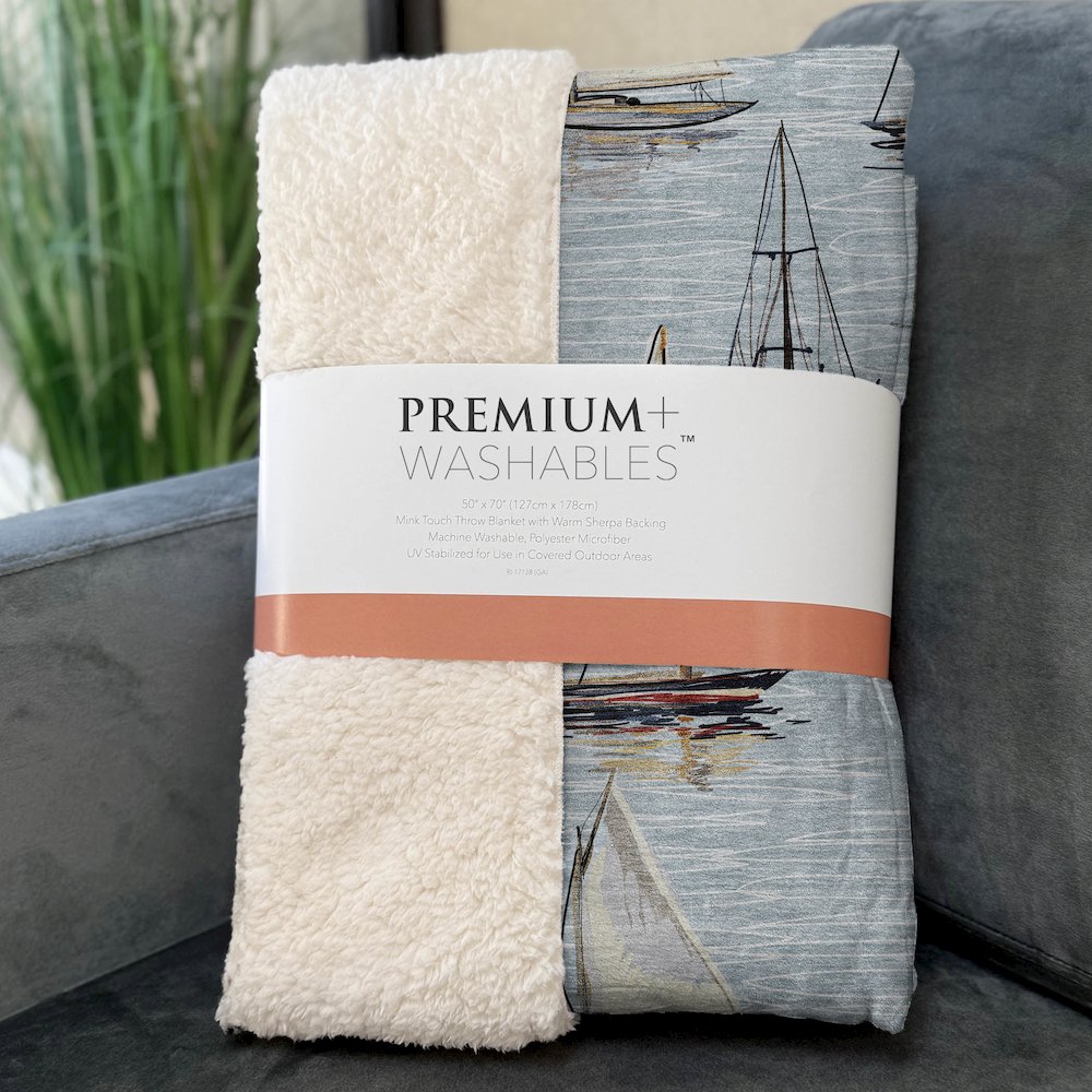 Premium Machine Washable ASB153 Sky 50" x 70" Sherpa Throw Blanket. Picture 3