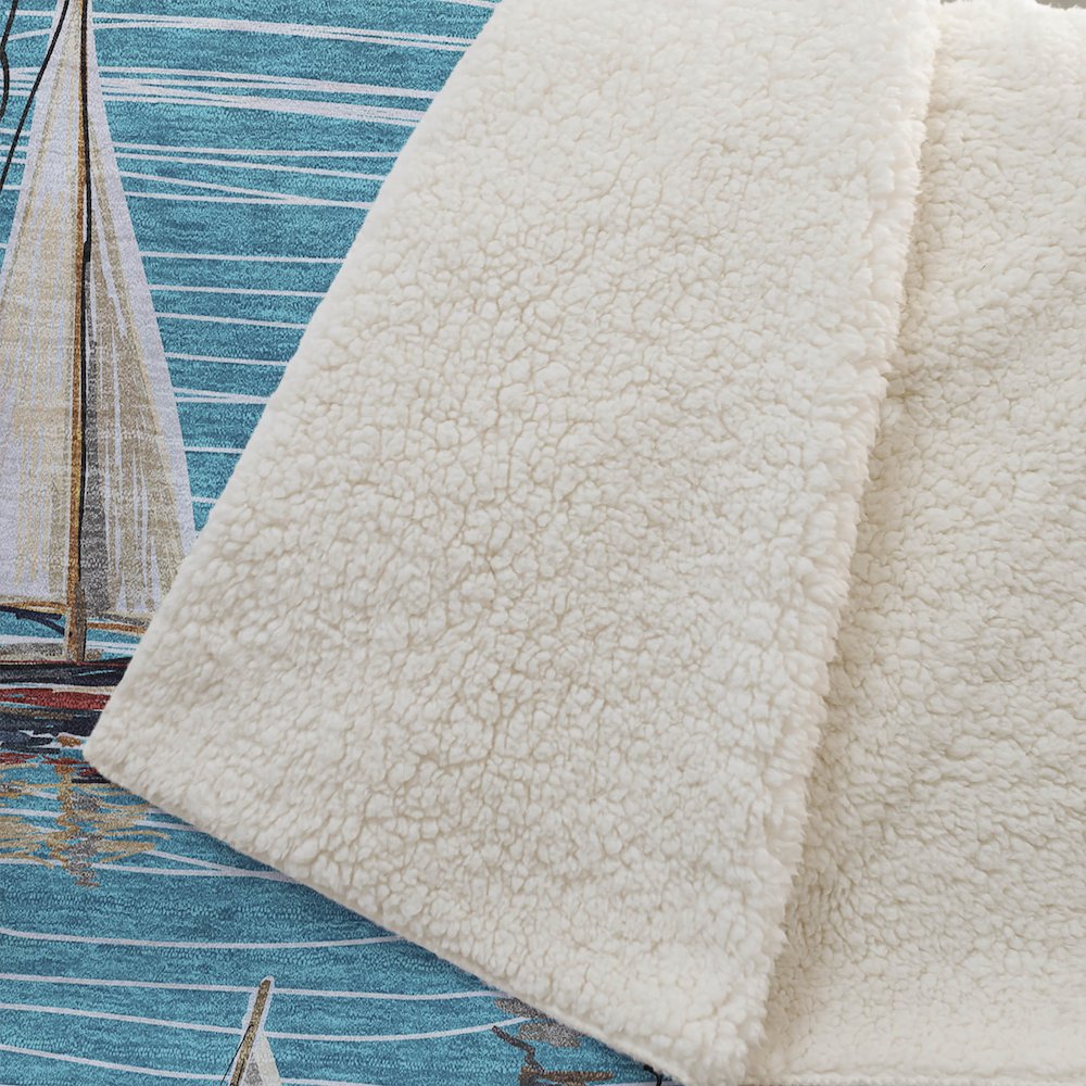 Premium Machine Washable ASB153 Teal 50" x 70" Sherpa Throw Blanket. Picture 2