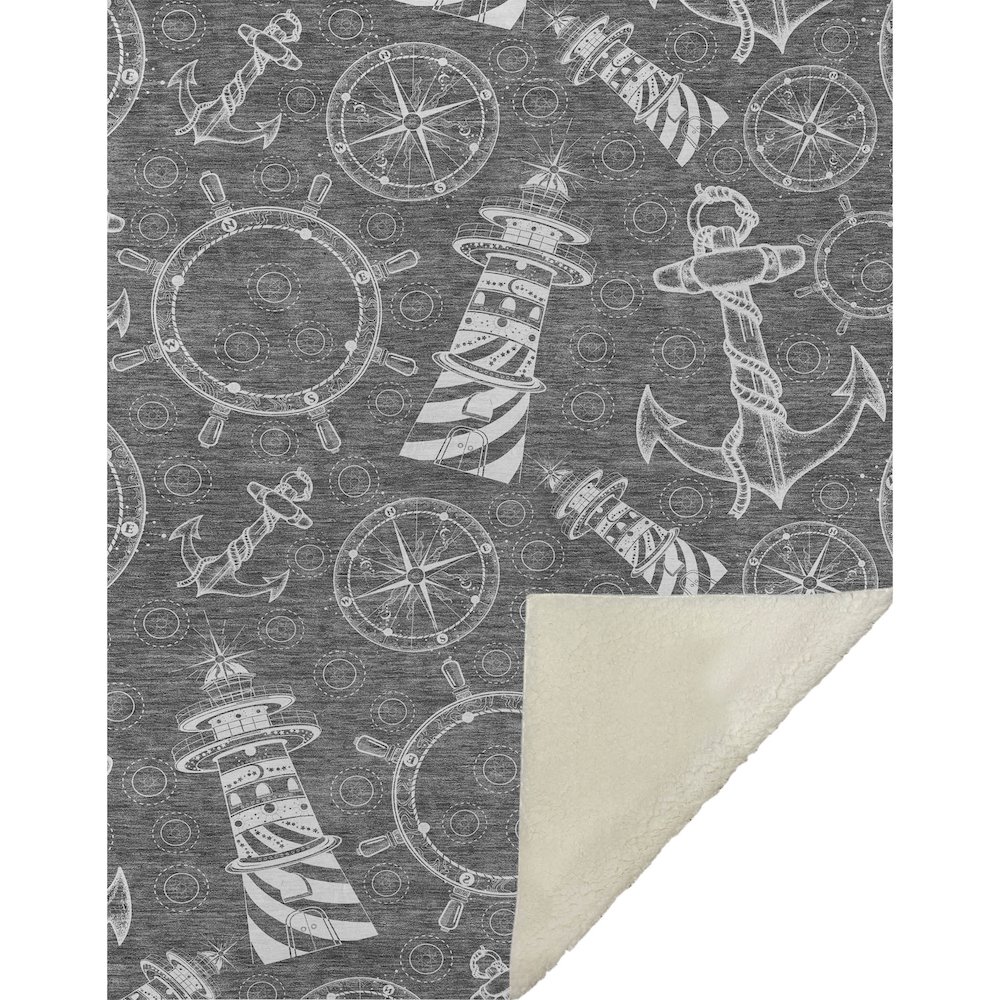 Premium Machine Washable ASB154 Gray 50" x 70" Sherpa Throw Blanket. Picture 1