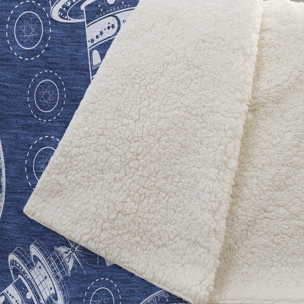 Premium Machine Washable ASB154 Navy 50" x 70" Sherpa Throw Blanket. Picture 2