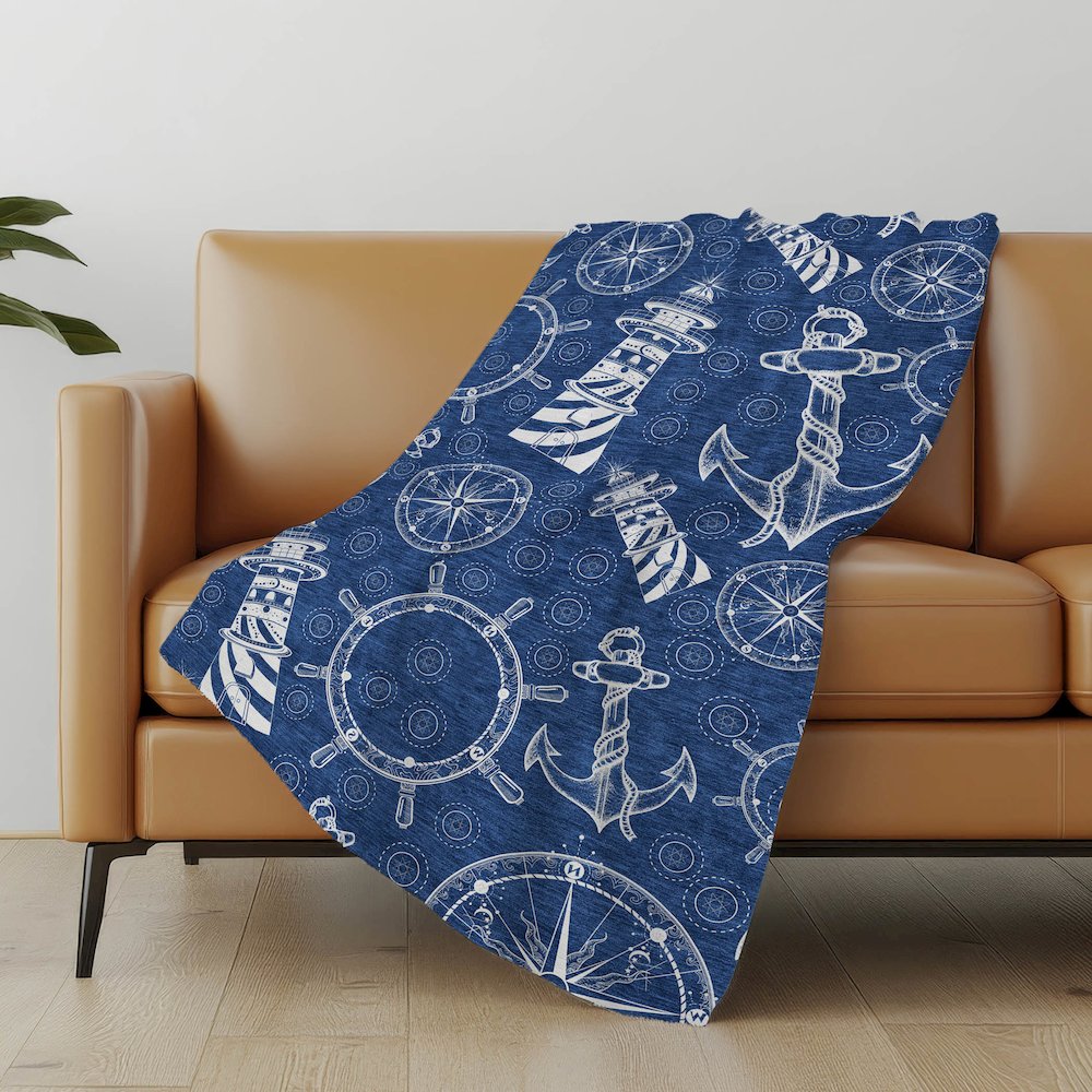 Premium Machine Washable ASB154 Navy 50" x 70" Sherpa Throw Blanket. Picture 4