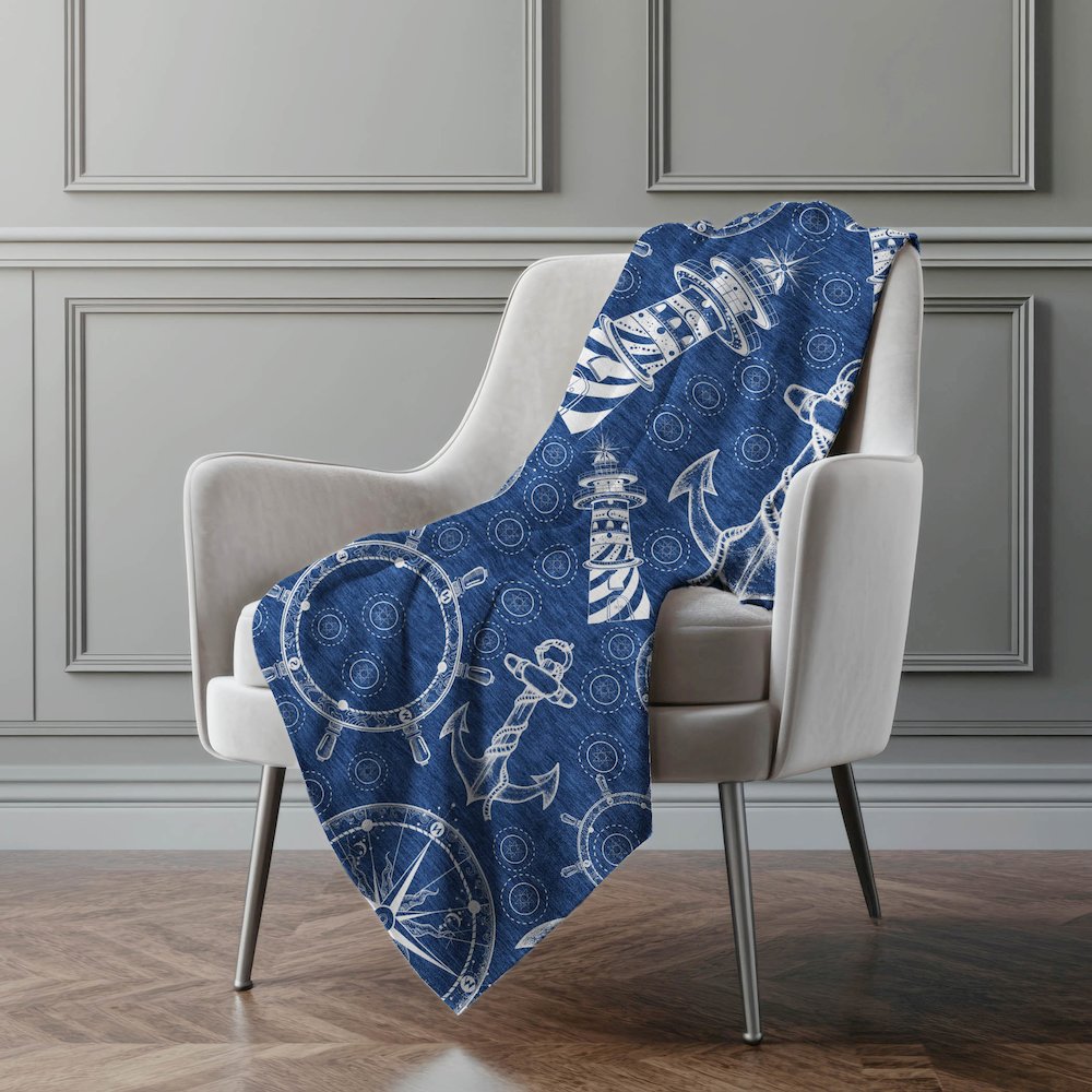 Premium Machine Washable ASB154 Navy 50" x 70" Sherpa Throw Blanket. Picture 5
