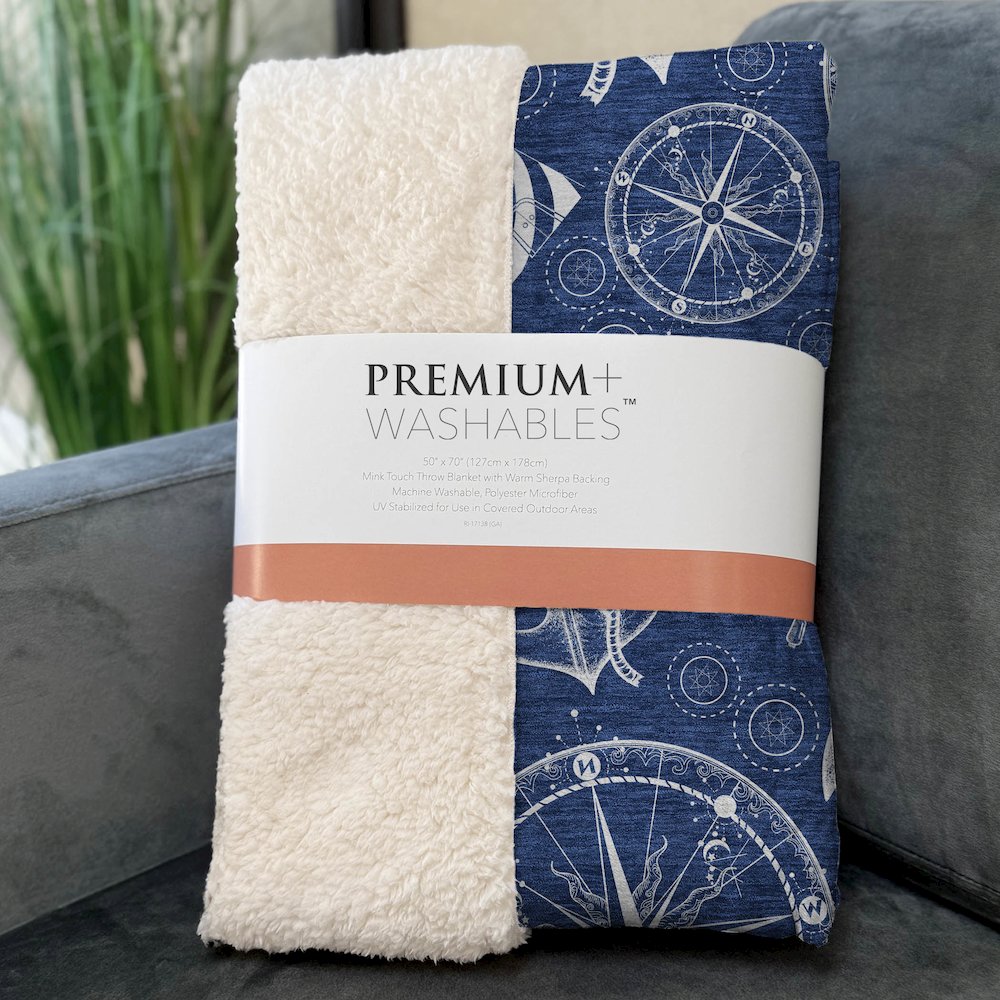 Premium Machine Washable ASB154 Navy 50" x 70" Sherpa Throw Blanket. Picture 3