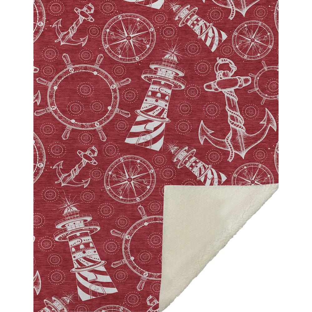 Premium Machine Washable ASB154 Red 50" x 70" Sherpa Throw Blanket. Picture 1
