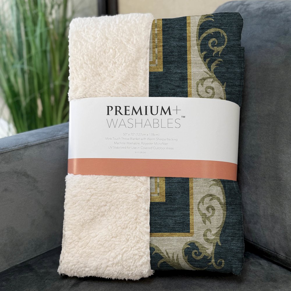 Premium Machine Washable ASB159 Midnight 50" x 70" Sherpa Throw Blanket. Picture 3