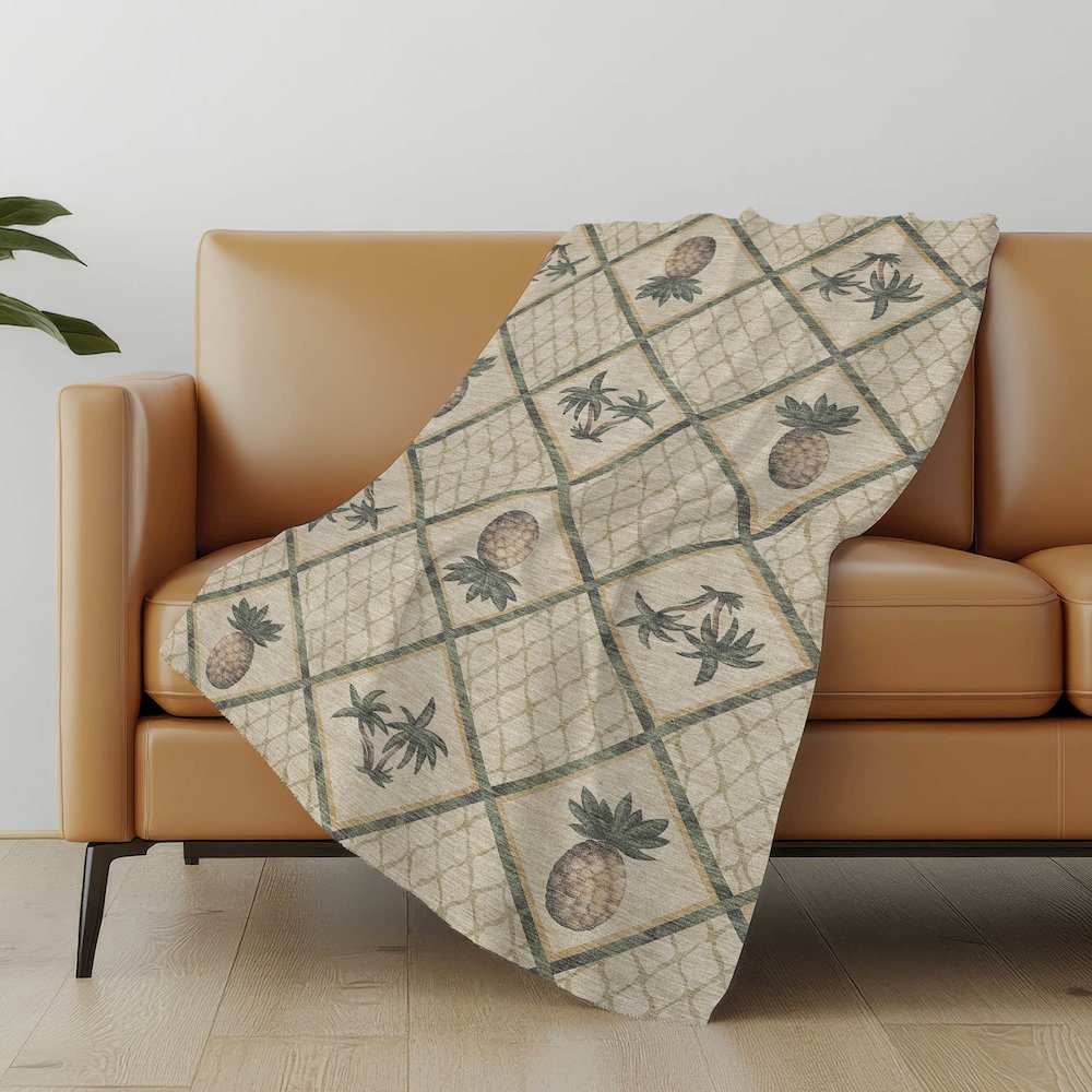 Premium Machine Washable ASB162 Palm 50" x 70" Sherpa Throw Blanket. Picture 4