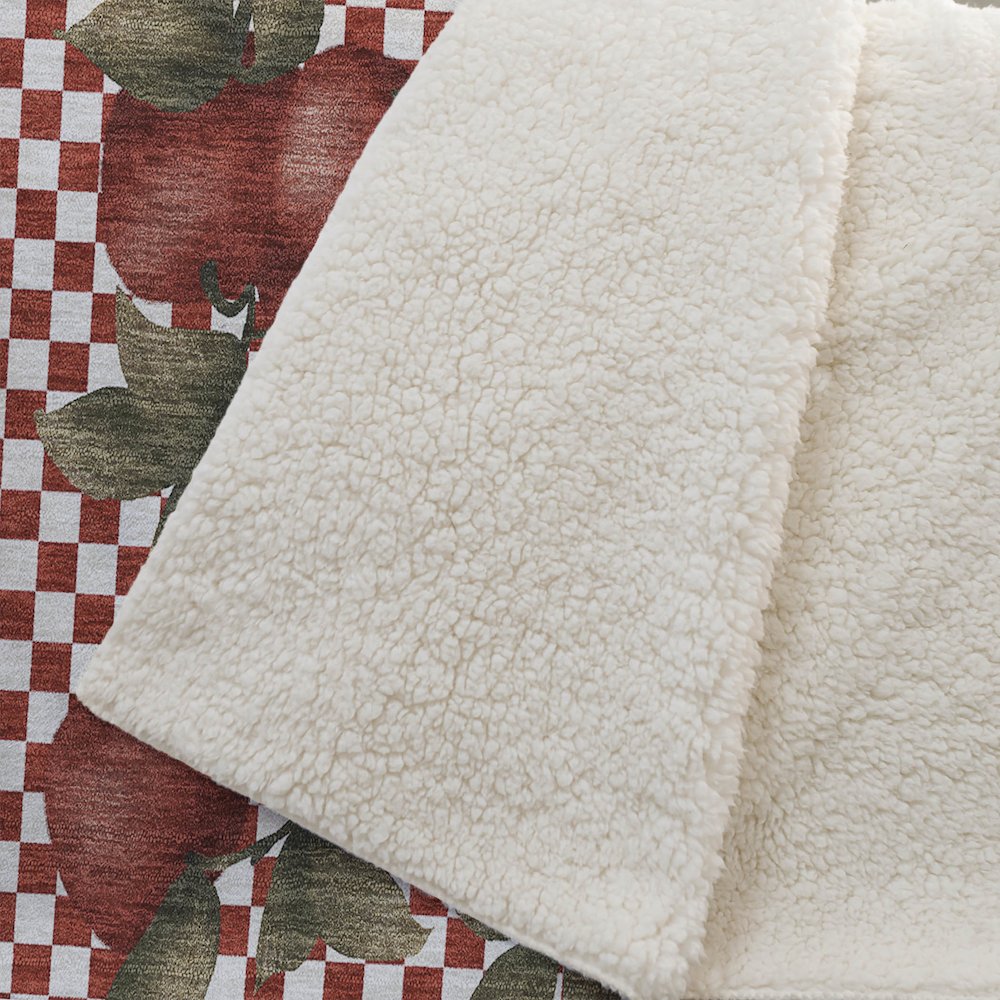 Premium Machine Washable ASB164 Apple 50" x 70" Sherpa Throw Blanket. Picture 2