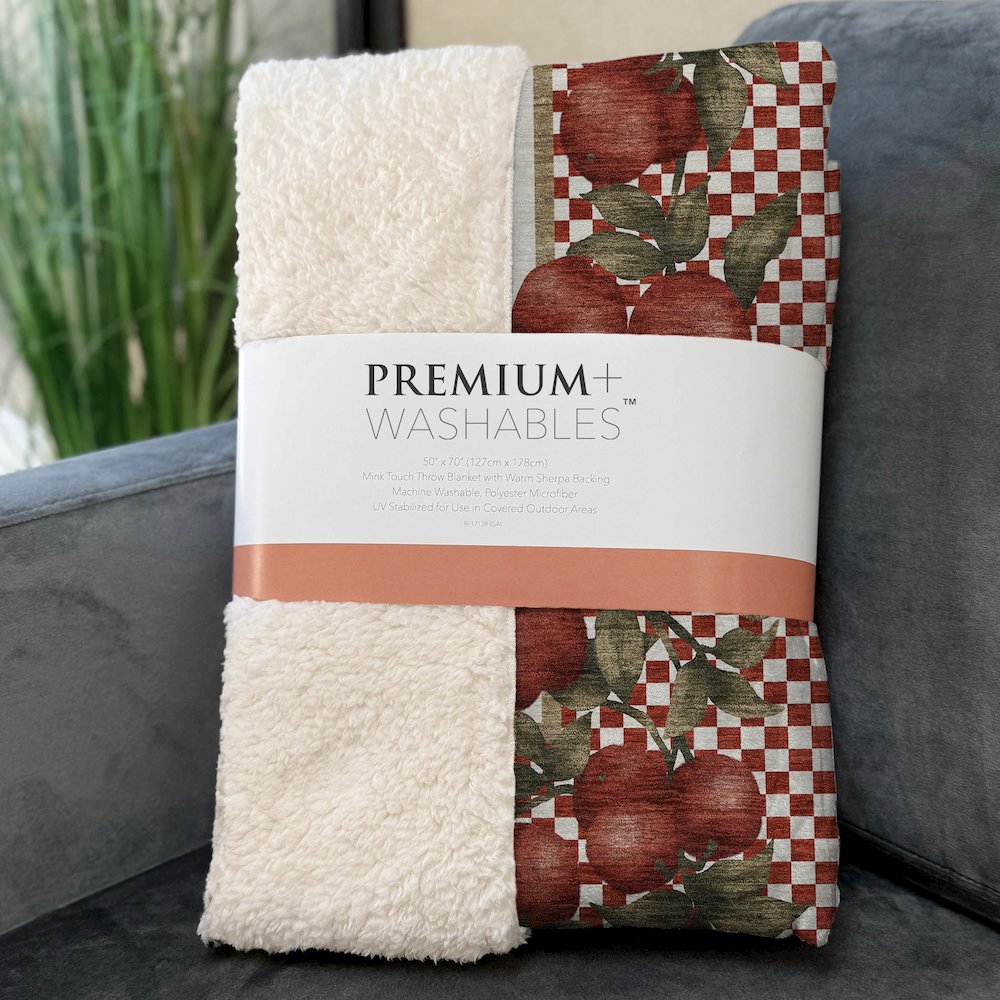 Premium Machine Washable ASB164 Apple 50" x 70" Sherpa Throw Blanket. Picture 3